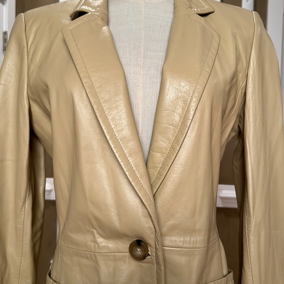 Dana Buchman Lambskin Blazer Two Pockets Fully Lined Tan/Light Beige  6 - Picture 7 of 14